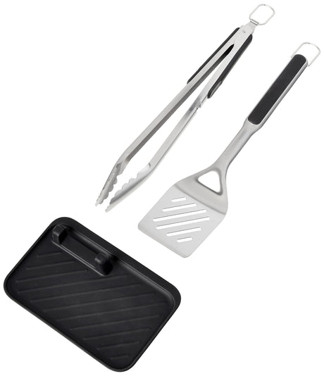 OXO Good Grips Grilling, 3pc Set - Tongs, Turner and Tool Rest, Black OXO