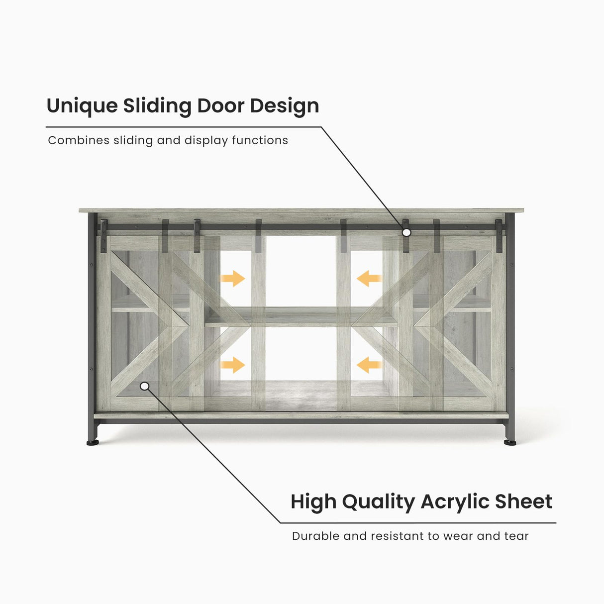Tatub 75-90 Gallon Farmhouse Fish Tank Stand with Cabinet, Heavy Duty Metal Large Aquarium Stand for Accessories Storage, Reptile Tank Turtle Terrariums Table, 1000+ LBS Capacity, 58.9"x19.7"x32.6" H, Grey Tatub