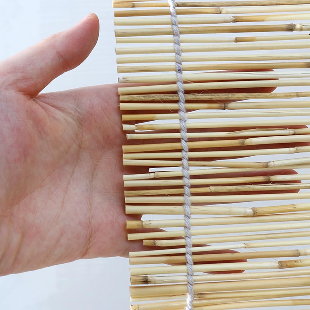 QHDPKU Outdoor Bamboo Blinds Roll Up Woven Reed Shades Waterproof Matchstick Roller Curtain for Window Patio Gazebo Restaurant, Breathable, 24" 30" 32" 40" 46" 54" 60" 72" Wide Cordless QHDPKU