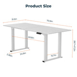 FitStand 4 Legs Standing Desk, Large 71x31 Inches Electric Adjustable Height Desk with Splice Board, Stand Up Desk Home Office Computer Workstation, White FitStand
