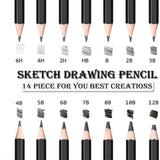 Drawing Pencils, 38pcs Art Supplies Drawing Supplies Sketching Pencils Graphite Pencils Charcoal Pencil Art Set for Beginners Artists SouthStar