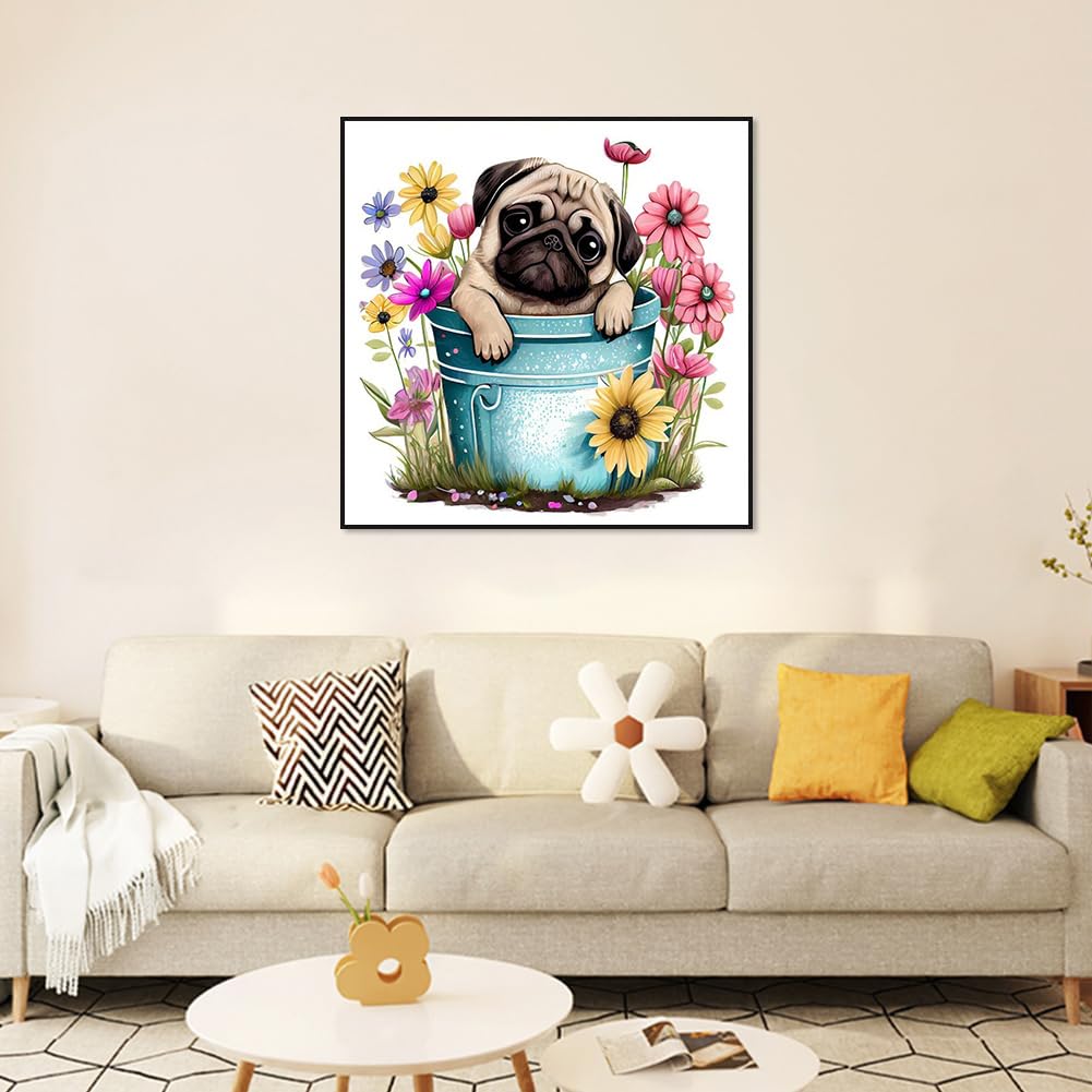 Benjenes Diamond Art Kits for Adults, Dog Diamond Painting Kits for Adults, 5D DIY Round Drill Gem Art Paint with Diamonds Dots Crafts Kits for Home Decor Gift 14x14inch Benjenes