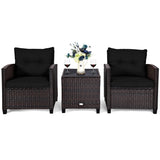 3 PCS Patio Furniture Set, OneSize, Black WoodArtSupply