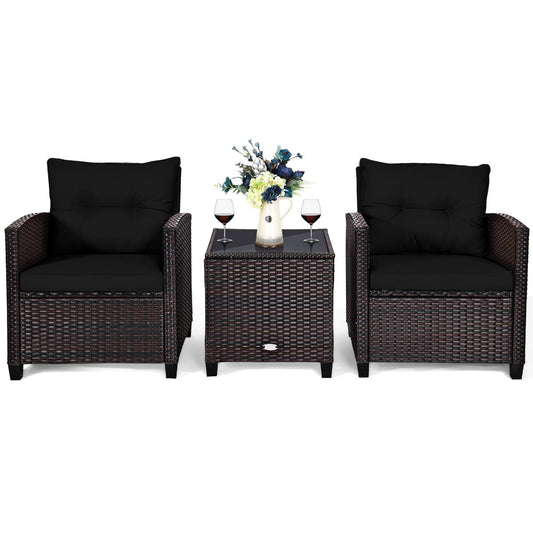 3 PCS Patio Furniture Set, OneSize, Black