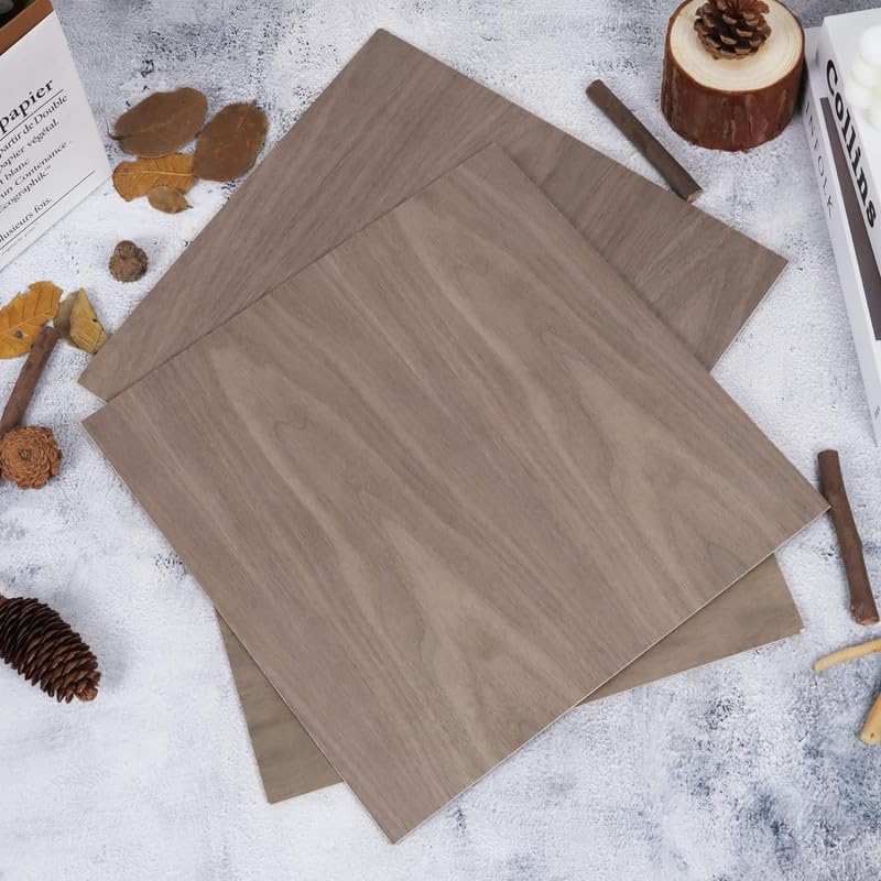 12 Pcs Walnut Wood Veneer MDF Board, 12 x 12 x 1/8 Inch - 3mm Thick Walnut Unfinished Wood Sheet for Laser Cutting & Engraving, School DIY Projects, Painting, Fretwork, CNC Cutting, and Wood Burning Cethytirko