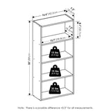 Furinno Basic 4-Tier Open Shelf Bookcase, Bookshelf, Storage Organizer, 7 x 17 x 35, White Furinno