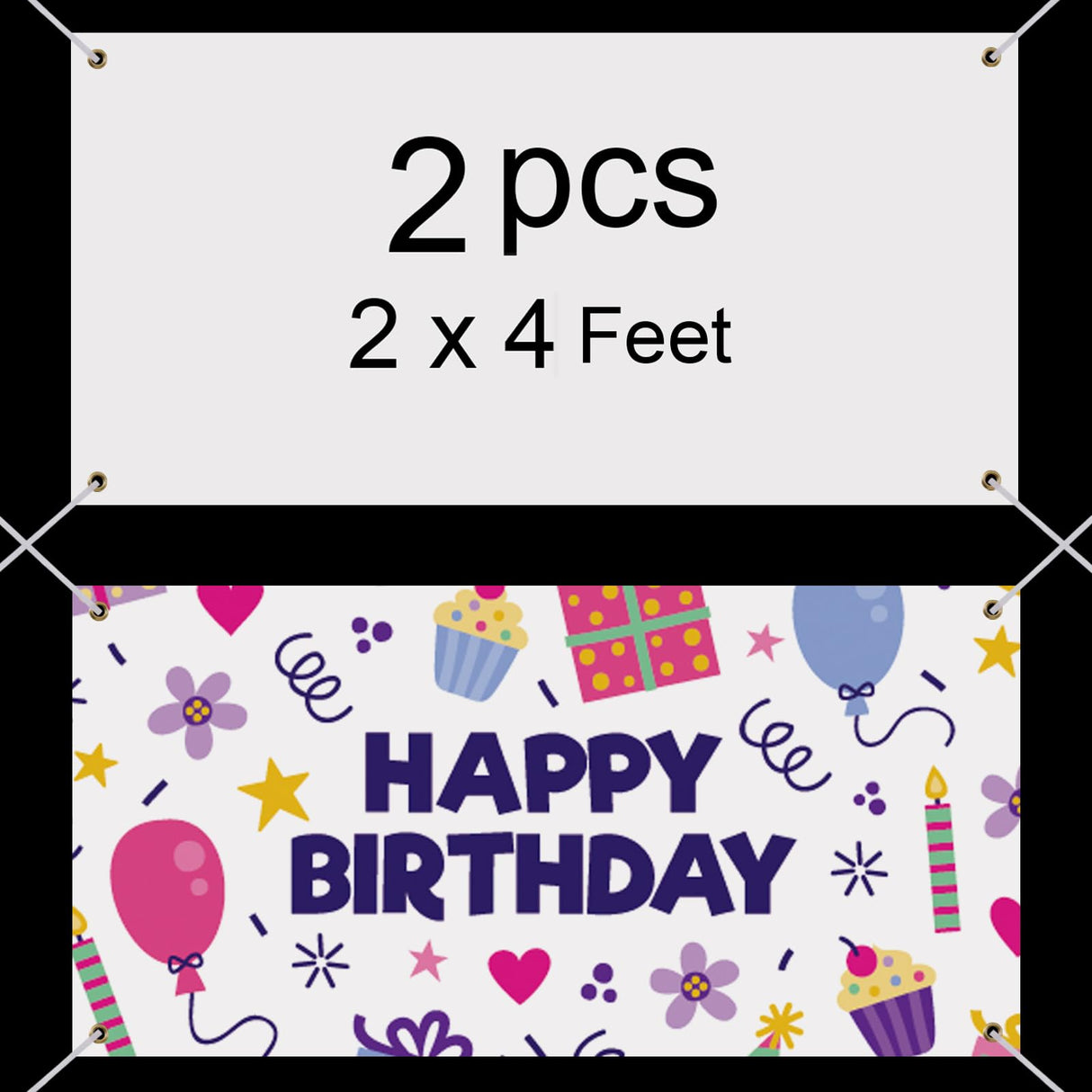 2 Pcs Sublimation Banner blank banners to decorate vinyl，2x4 Ft Polyester Oxford Cloth Blank Banner Signs with Hanging Ropes DIY Banner Sign for Business Office Supply for School Wedding Birthday GEKIXUTP