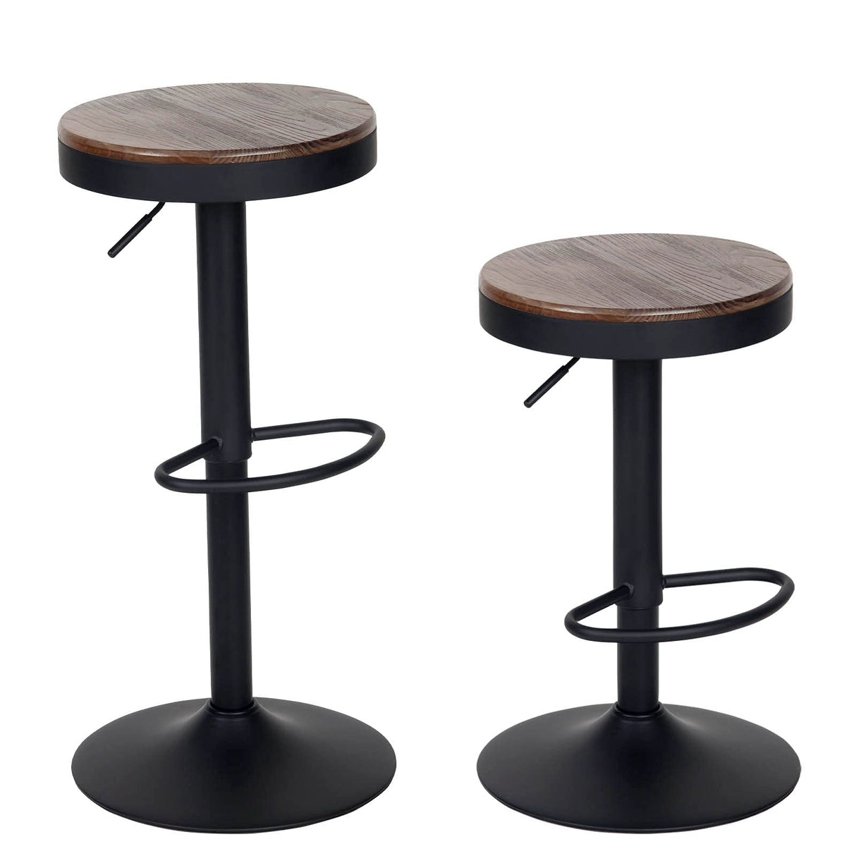 YOUNIKE Bar stools Wooden Barstools Vintage Rustic Counter Height bar Stool,Height Adjustable bar Chairs Swivel with Footrest,Cafe Kitchen Garden(Set YOUNIKE