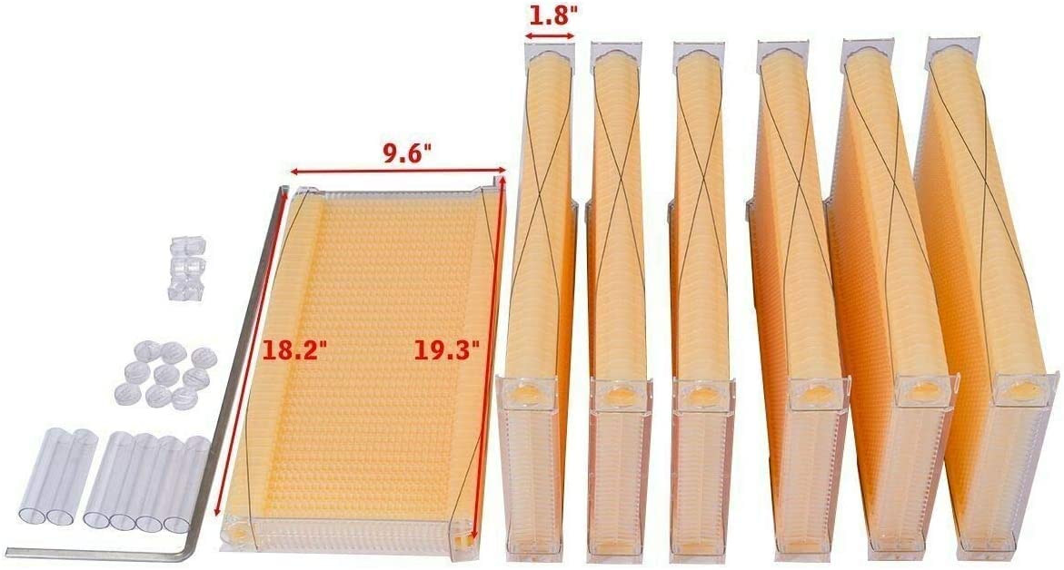 LWestine Bee Hives Wooden Beehive Kit Automatic Box with 7 Pieces Frames Auto Honey House for Beginning and Professional Beekeepers LWestine