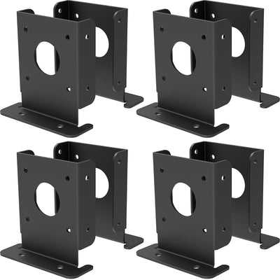 8 pcs Adjustable Wood Fence Pergola Post Base Brackets Fit 4x4 Post,Heavy Duty Black Post Anchor Base Brackets Support for Deck Railing Mailbox,Pergola Brackets Kit