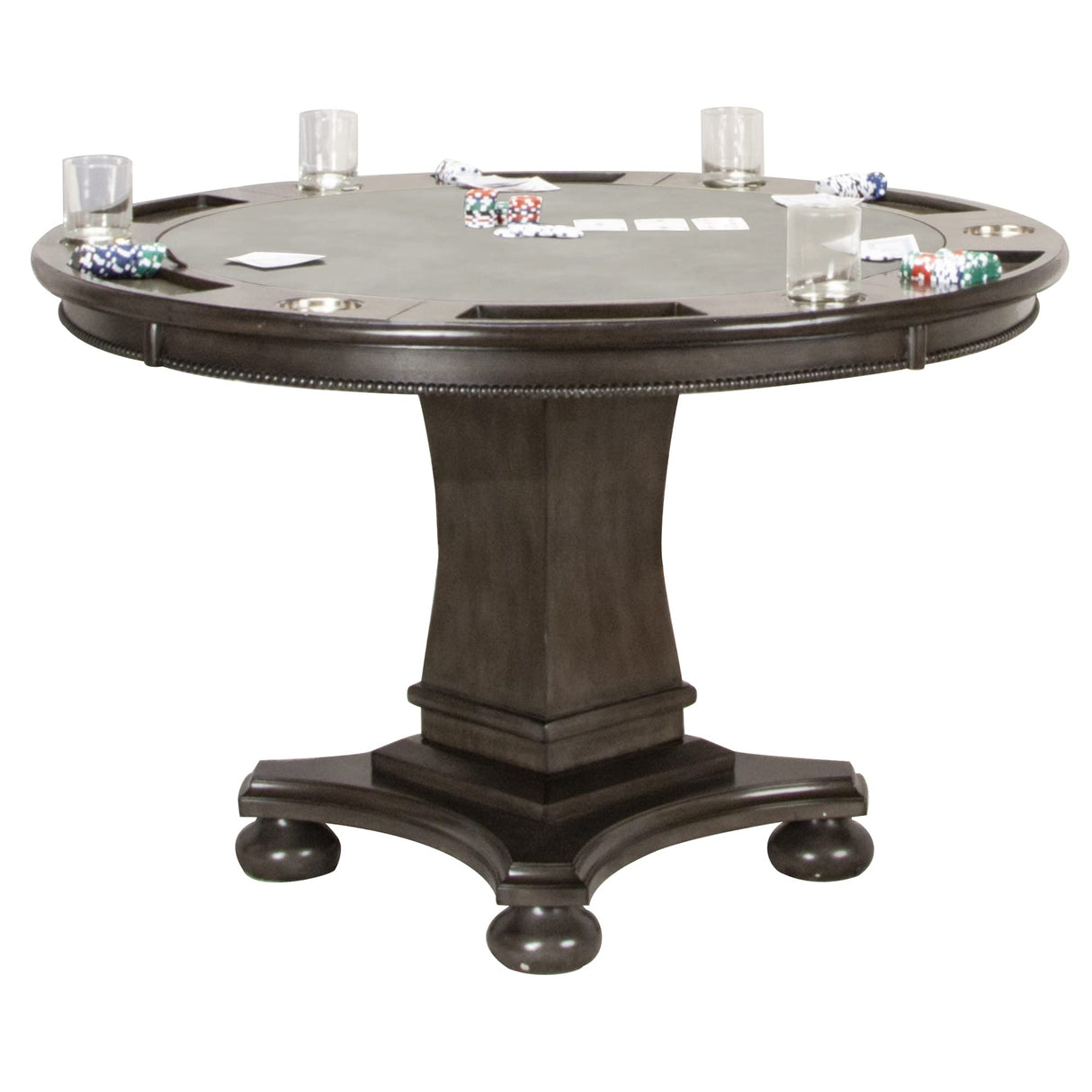 Sunset Trading Vegas Dining and Poker Table, 2 in 1 Game, Gray/Black/Off-white Sunset Trading