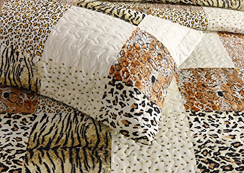 MarCielo 3 Piece Quilted Bedspread Leopard Print Quilt Quilt Set Bedding Throw Blanket Coverlet Animal Print Bedspread Ensemble Cheetah King Oversize(Cal King) MarCielo