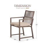 Coreporch Aluminum Outdoor Patio Dining Chairs - Imitation Rope Vine Chair Ergonomic Backrest Design Detachable Seat Cushion Soft and Breathable Garden Porch, Light Brown Set of 2 Coreporch