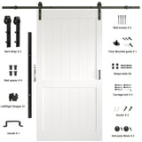 ARK DESIGN 42 x 84inch Sliding Barn Door with 7FT Sliding Door Hardware Kit Included, Pre-Drilled Holes Easy Assembly - Solid MDF Slab Covered with Water-Proof PVC Surface, White,H-Shaped Frame ARK DESIGN