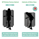 GEPELCN 50" LED Kitchen Pantry Cabinet Grey Storage Cabinet Food Pantry with Doors and Adjustable Shelves Freestanding Buffet Cupboards Sideboard for Kitchen Living Room and Dinning Room GEPELCN