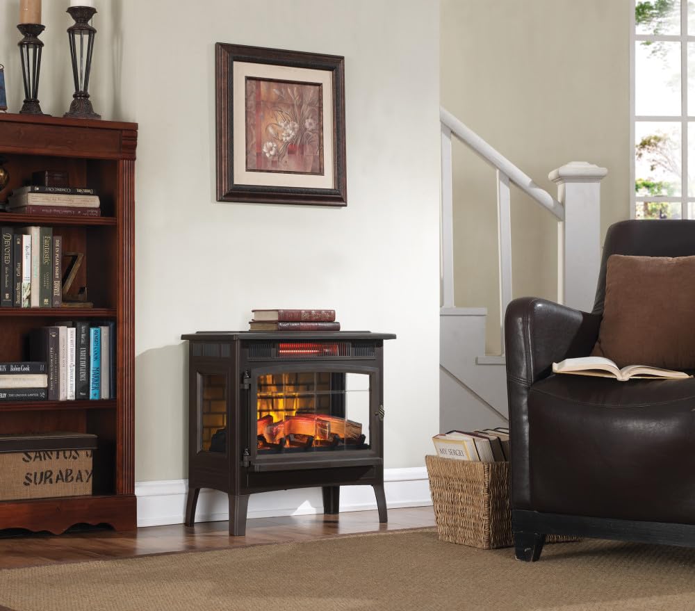 duraflame Freestanding Electric Fireplace Stove Heater with 3D Flame Effect for 1,000 Sq. Ft, Bronze Duraflame