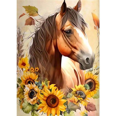 Ornaous Sunflower Horse Diamond Painting Kits for Adults Beginners, Full Drill DIY 5D Diamond Art Kits for Craft Wall Decor, 12x16 Inch Ornaous