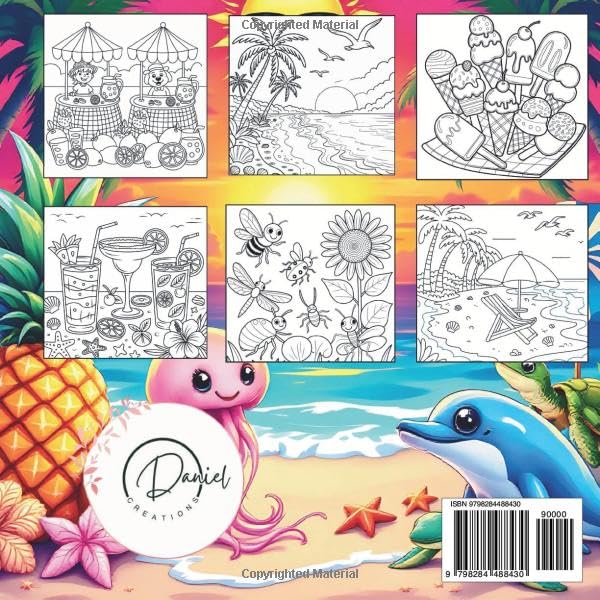 Summer Fun Coloring Book for Adults and Kids: Bold and Easy Tropical Beach Vacation Scenes with Ocean Adventures WoodArtSupply