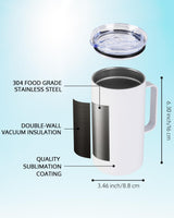 OFFNOVA 20oz Sublimation Tumblers with Handle, 4 Pack Sublimation Coffee Mugs with Lid, Stainless Steel Coffee Tumbler Travel Mug for Cold Hot Drinks OFFNOVA