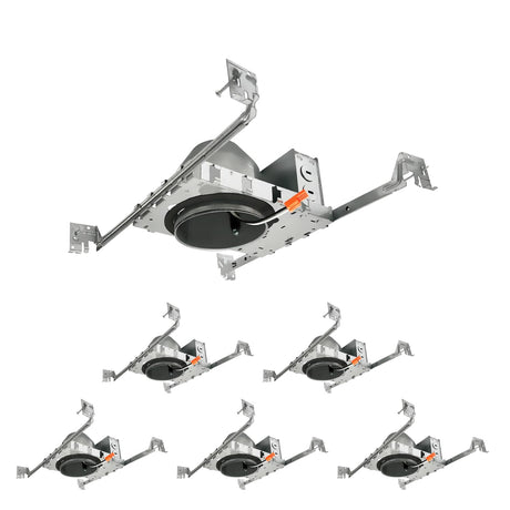 MW 6 Pack 4 Inch Recessed Lighting Housing Can Light New Construction, 4 Inch Shallow Can with TP24 Connector for LED Recessed Lighting, UL, ETL mw