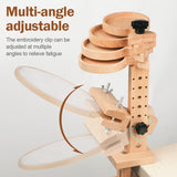 Embroidery Hoop Stand with Built-in Storage Tray, Adjustable Embroidery Hoop Holder, Sturdy Beech Wood Cross Stitch Stand for DIY Craft & Needlework Vathery