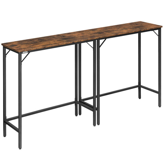 MAHANCRIS 63-Inch Rustic Brown Narrow Bar Table - Versatile Dining & Counter Height Console Table - WoodArtSupply