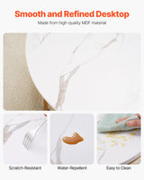 VEVOR Nesting Tables, Coffee Table Set of 2, 23.6 inch Round Coffee Table, Small Coffee Tables Night Stand with Metal Frame, for Living Room, Bedroom, Office (White & Gold) VEVOR