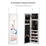 Giantex Jewelry Cabinet Armoire Door Wall Mounted, Full Length Mirror and 5 Storage Shelves for Display Bracelets Rings Cosmetics Hanging Organizer, Mirrored Storage Jewelry Cabinets Giantex