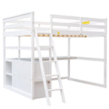Harper & Bright Designs White Full Size Loft Bed with Desk, Shelves and Two Drawers for Kids and Teens Harper & Bright Designs