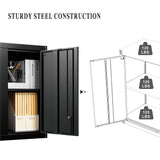 IRONFFICE Metal Wall Storage Cabinet,Steel Garage Hanging Cabinet,Black Cabinets for Storage Wall,Locking Wall Cabinet Small for Home Office,Kitchen IRONFFICE