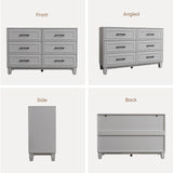 BERRY NEST Farmhouse Dresser for Bedroom, 6 Drawer Dresser with Unique Solid Wood Legs, Modern Wide Chest Dressers for Clothes, Closet, Living Room, Grey BERRY NEST