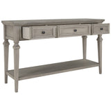 50" Small Entryway Console Table with 3 Storage Drawers and Bottom Shelf, Retro Sofa Table Hallway Table with Pine Wood Frame and Legs (Gray Wash) Merax
