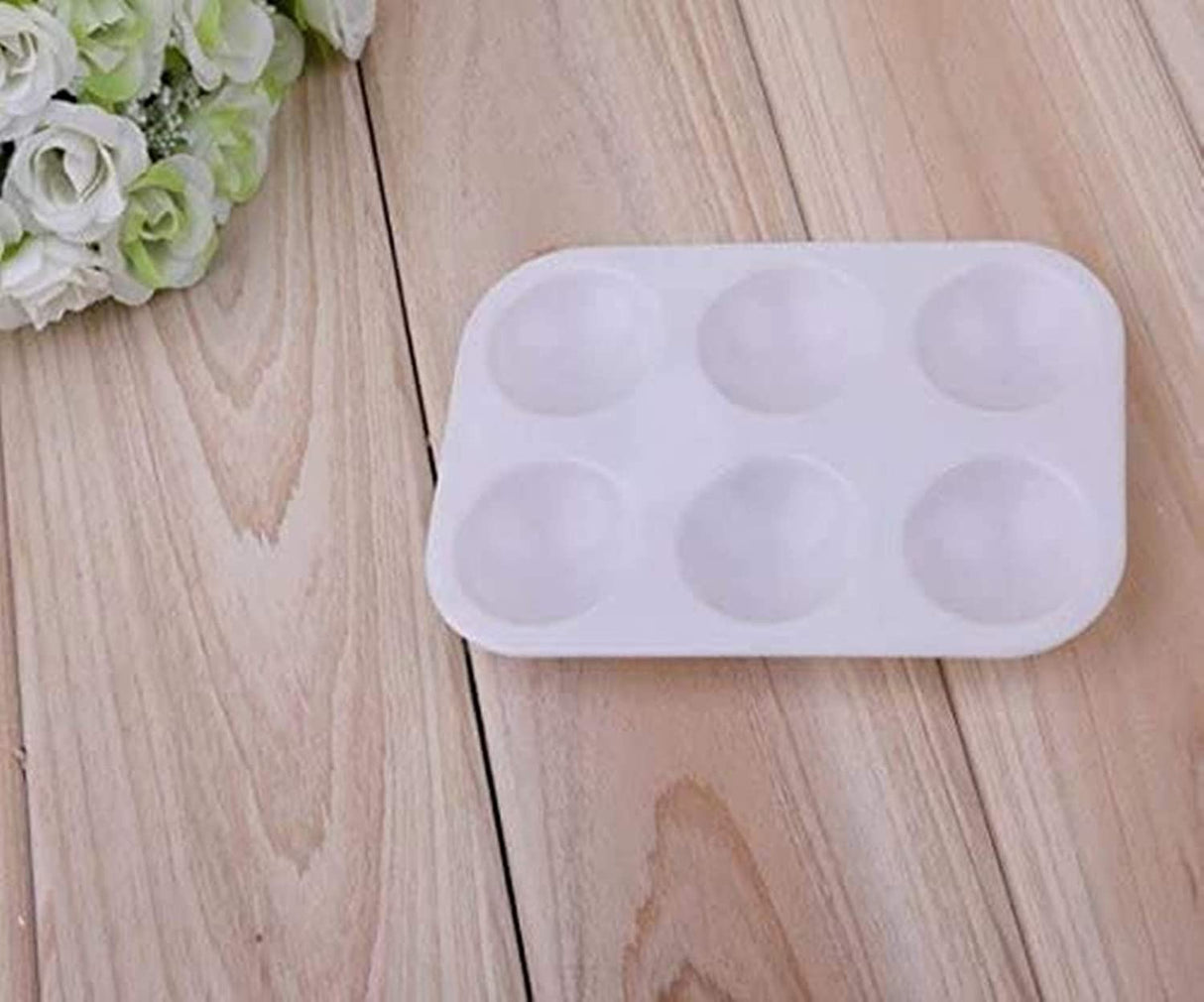 24 Pieces White Paint Plastic Palettes 6 Well Rectangular Watercolor Oil Palette Painting Tray Artist Craft Palettes Mooerca