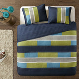 Comfort Spaces CS14-0861 2 Piece Quilt Coverlet Bedspread All Season Lightweight Hypoallergenic Pipeline Colorblock Kids Bedding Set, Twin/Twin XL, Pierre Navy/Blue Stripe Comfort Spaces