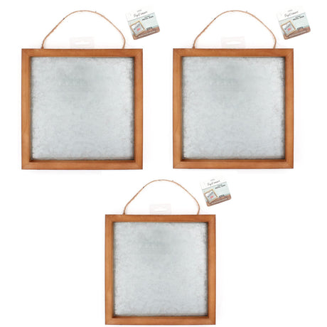 ArtSkills Wood Framed Galvanized Metal Plaque, Blank Metal Sign for Personalized Signs, Kitchen Decorations, DIY, Rustic Home Décor, Vintage Wall Décor, 10” x 10”, 3-Pack ArtSkills