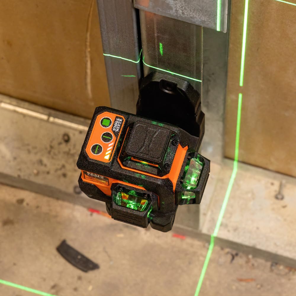 Klein Tools 93CPLG Compact Self-Leveling Laser Level, Bright Green 360-Degree Laser Planes, Rechargeable, Magnetic Mount Klein Tools