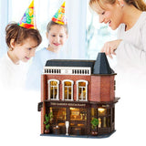 Miniature European-Style Chalet Cottage Dollhouse Kit Wooden Furniture, DIY Dollhouse Kit with LED Creative Room,Adult Teenager Children Gift (Garden Restaurant) WoodArtSupply