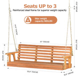 Panana Acacia Wood Porch Swing 2-Seater Outdoor Wooden Swing Bench with Hanging Chains for Garden Backyard Deck Patio Panana