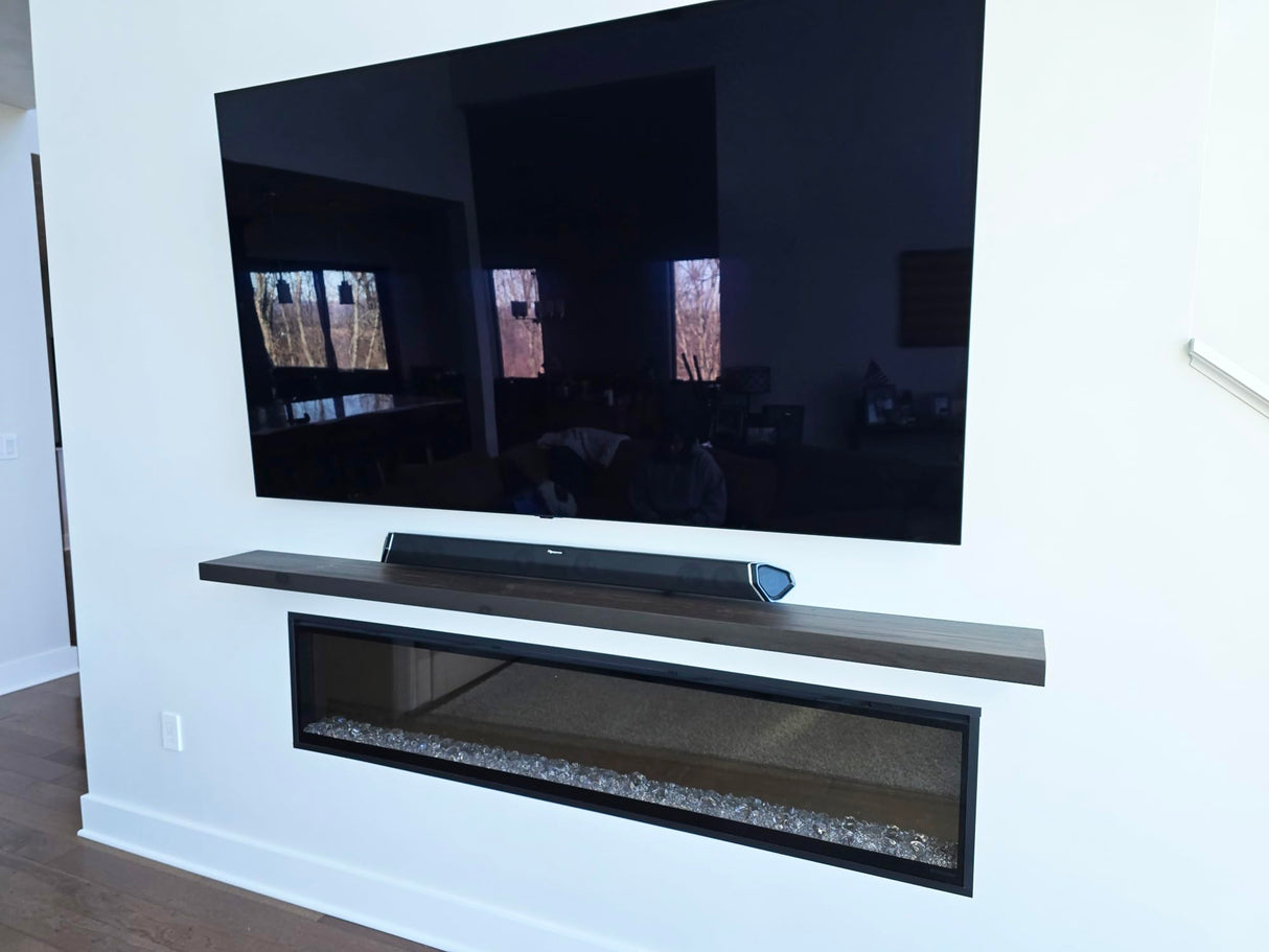 Joel's Antiques - 72 Inch Wooden Floating Shelves for Wall - Made of Natural Wood - Long Heavy Duty Rustic Fireplace Mantel & Book Shelf - Perfect for Living Room - Black 72x8x2 Inches joelsantiques