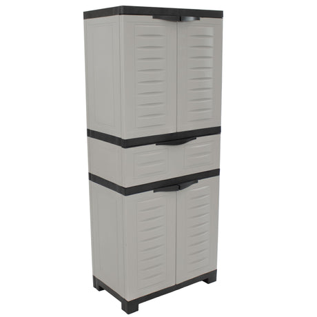 Sunnydaze Plastic Garage Storage Cabinet with 2 Adjustable Shelves - 57" H - Garage, Office, Home, Laundry Room - Gray Sunnydaze Decor
