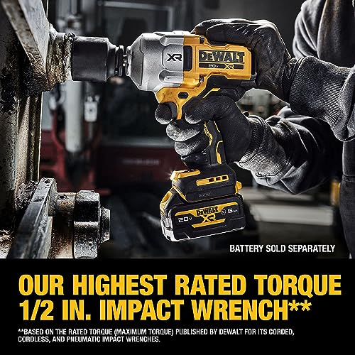 DEWALT 20V MAX Cordless Impact Wrench, 1/2" Hog Ring, High Torque, Brushless, Bare Tool Only (DCF961B) - WoodArtSupply