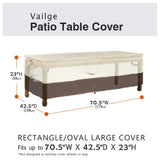 Vailge Veranda Rectangular/Oval Patio Table Cover, Heavy Duty and Waterproof Outdoor Lawn Patio Furniture Covers, Large Beige & Brown Vailge