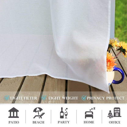 RYB HOME 2 Panels Outdoor Curtains for Patio - Linen Look Semi-Sheer Curtains for Patio Waterproof, Indoor Outdoor Drapes for Gazebo Pergola Balcony Pool Spa, Wide 54 x Long 84 - WoodArtSupply