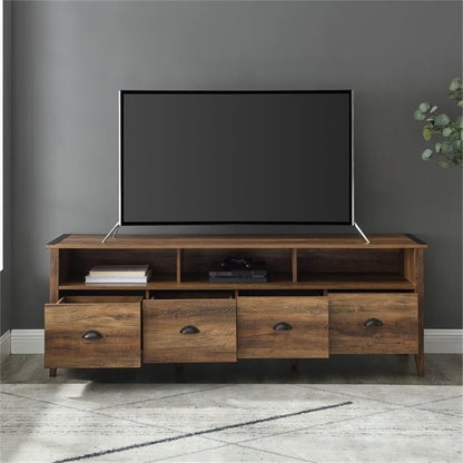 Walker Edison Chantilly 70 Inch Modern Farmhouse 4 Drawer TV Stand for TVs up to 80 Inches - Reclaimed Barnwood