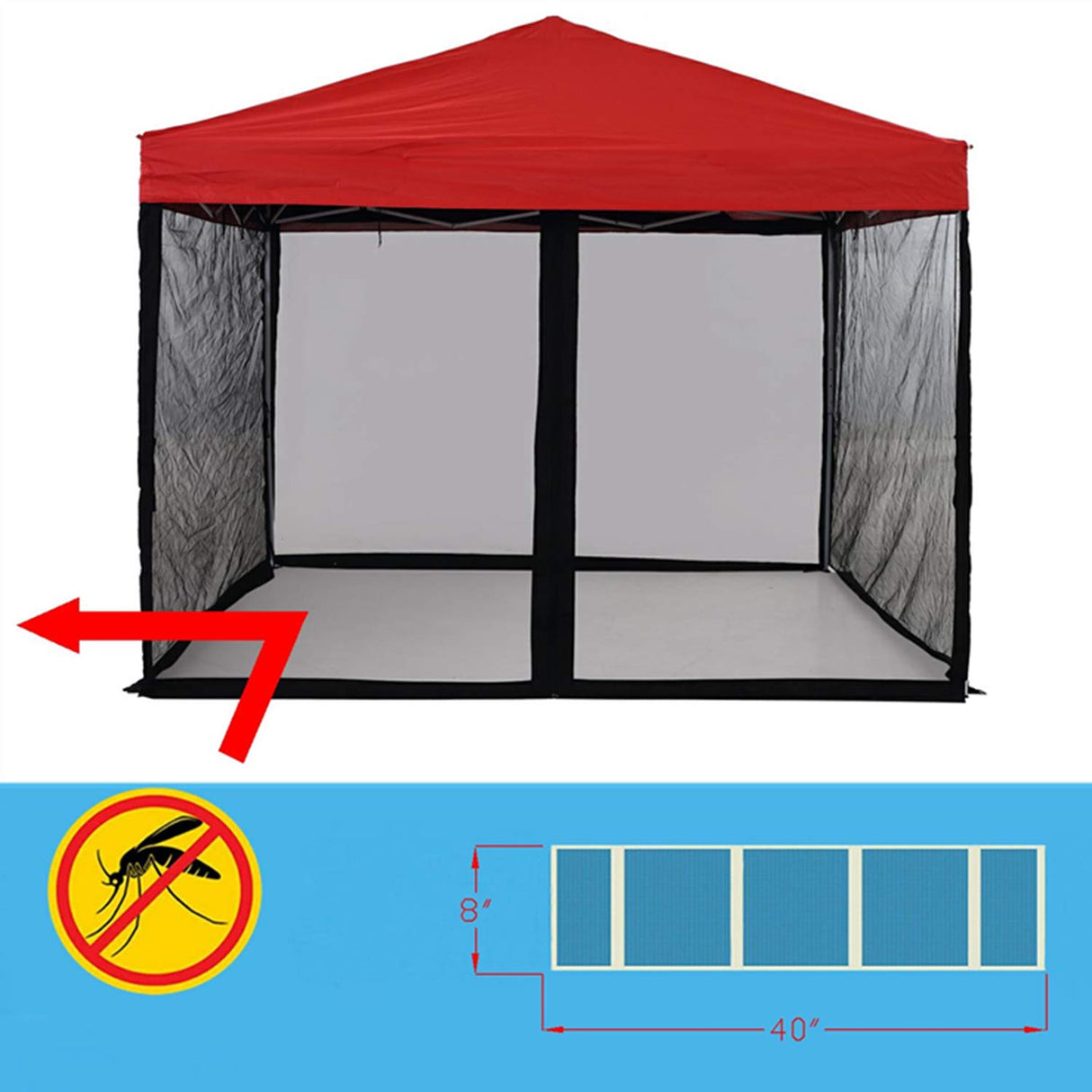 Mosquito Net with Zipper for Outdoor Camping Mosquito Net DIY Canopy Screen Wall Outdoor Mosquito Net for 10 x 10 Patio Gazebo and Tent Tappio