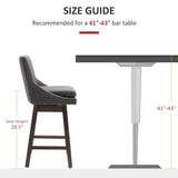 HOMCOM Bar Height Bar Stools Set of 2, Armless Upholstered Swivel Barstools Chairs with Soft Padding Cushion and Wood Legs, Dark Gray HOMCOM