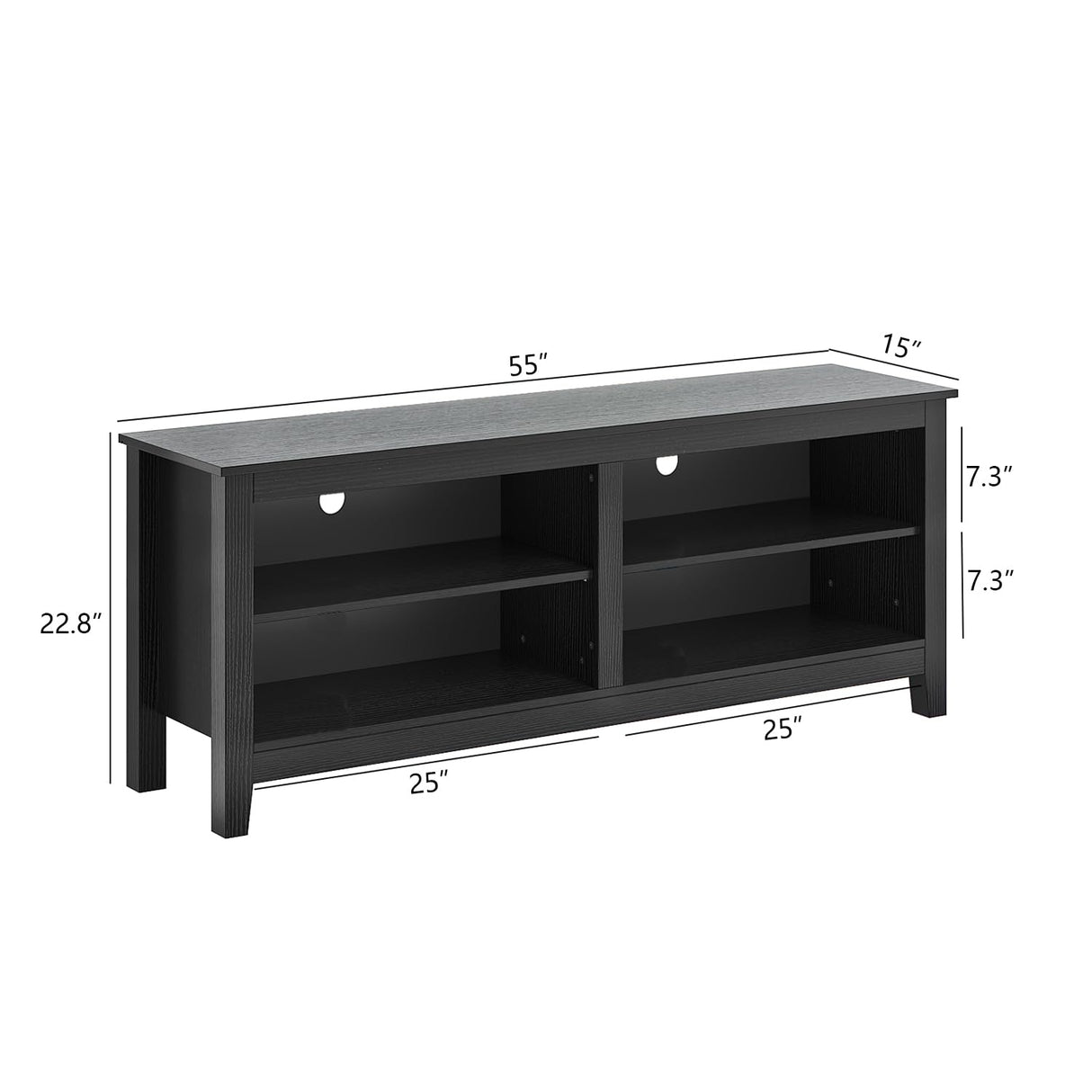 Gyger TV Stand for 65 inch TV with Storage,Modern TV Entertainment Center for Bedroom,TV Media Console Table with 4 Open Storage Shelve,55 inch Wood TV Cabinet Black Gyger