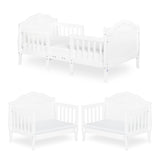 SweetPea Baby Rose 3-in-1 Convertible Toddler Bed in White, Greenguard Gold Certified, JPMA Certified, Safety Rails, Made of Sustainable New Zealand Pinewood Sweetpea Baby