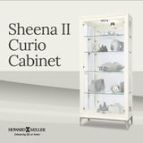 Howard Miller Sheena II Curio Cabinet – White Wire Brushed Display Cabinet Reclaimed Wood Look Aged Nickel Base & Square Pulls Hinged Glass Doors Adjustable Shelves & Mirrored Back for Home Decor Howard Miller