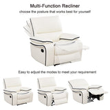 Caberryne Leather Recliner Sofa Set,Leather Living Room Furniture Set with Storage Console/Cup Holders,Reclining Sofa Set for House/Home Theater(Sofa&Loveseat 2 Pieces，White) Caberryne
